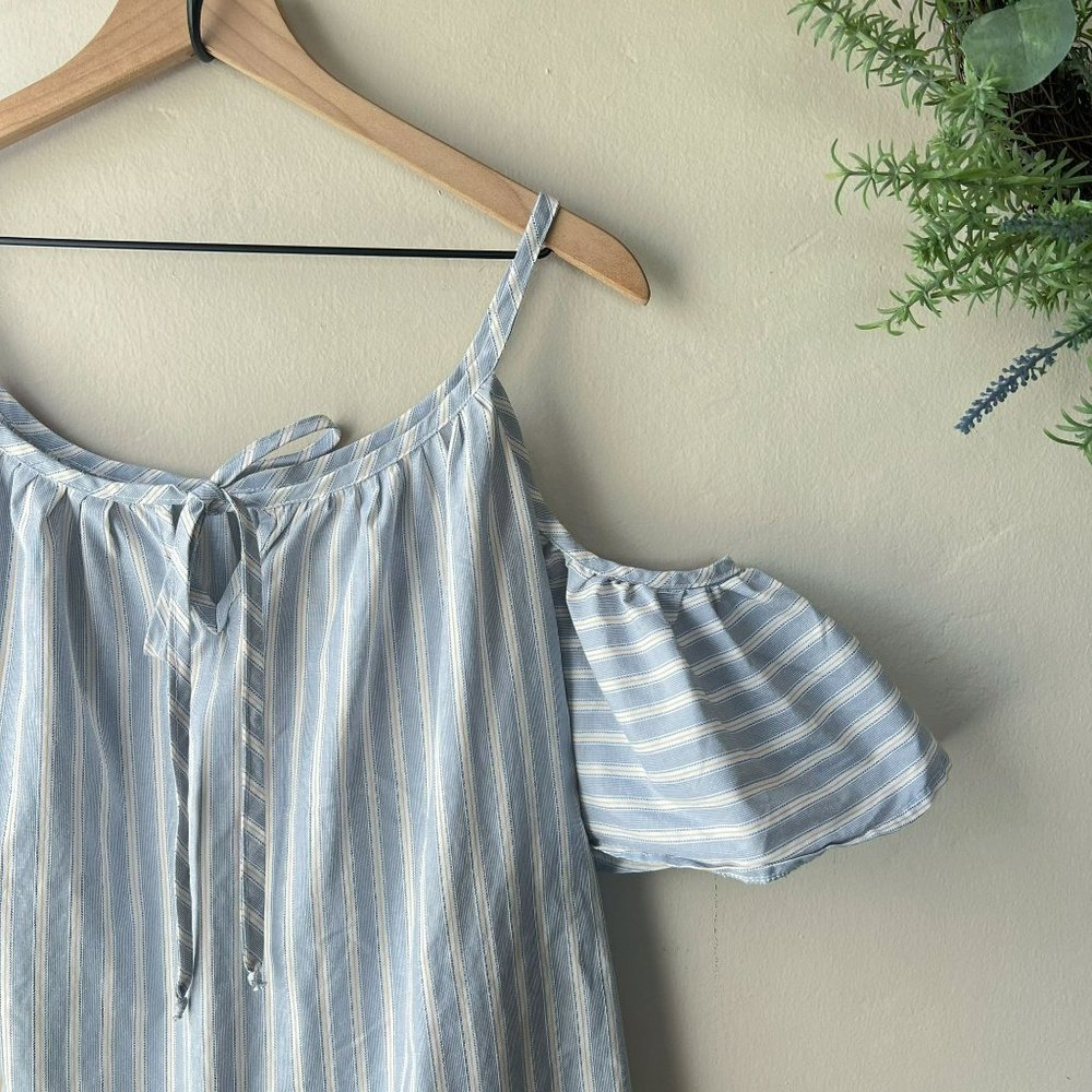 Striped Cold Shoulder Blouse - Picture 2 of 9